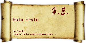 Heim Ervin névjegykártya