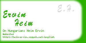 ervin heim business card